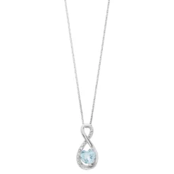 Gemminded Sterling Silver Blue Topaz & Diamond Accent Infinity Pendant