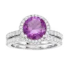 Gemminded Lab-Created Alexandrite Silver Tone 2-Piece Wedding Band Set -Gemminded Jewelry 3739010
