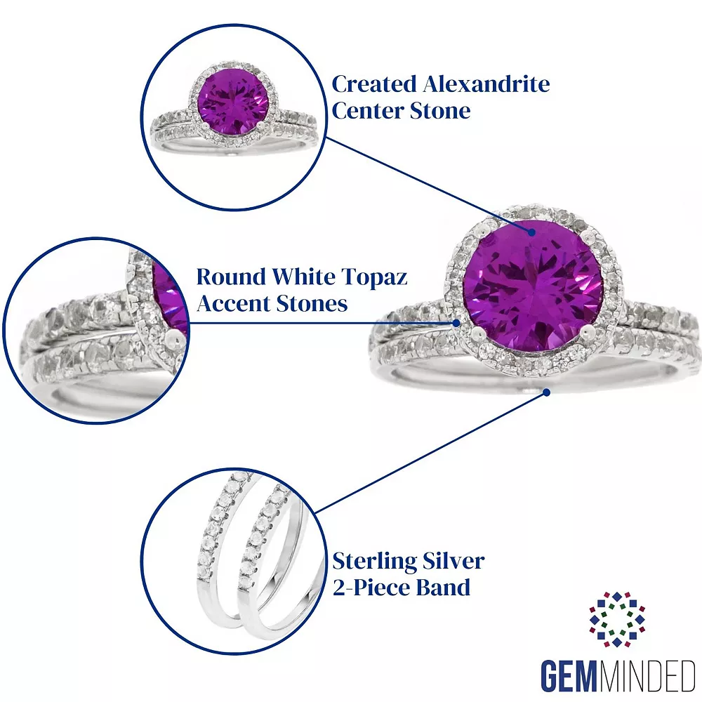 Gemminded Lab-Created Alexandrite Silver Tone 2-Piece Wedding Band Set 5 Gemminded Lab-Created Alexandrite Silver Tone 2-Piece Wedding Band Set - Image 3