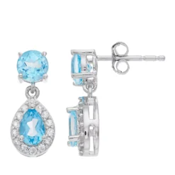 Gemminded Genuine Blue Topaz Drop Earrings