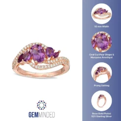 Gemminded 18k Rose Gold 4-Stone Amethyst Ring -Gemminded Jewelry 3739139 ALT5