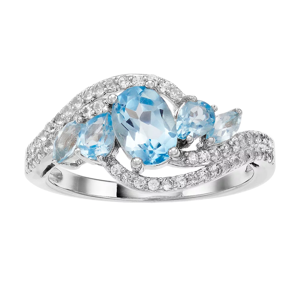 Gemminded Sterling Silver 4-Stone Genuine Blue Topaz Ring 3 Gemminded Sterling Silver 4-Stone Genuine Blue Topaz Ring