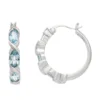 Gemminded Genuine Blue Topaz Silver-Tone Hoop Earrings -Gemminded Jewelry 3739151