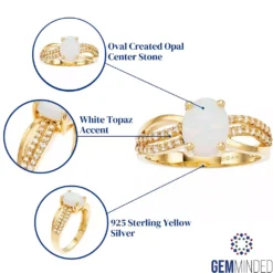 Gemminded 18k Gold Over Silver Lab-Created Opal Ring -Gemminded Jewelry 3739153 ALT5