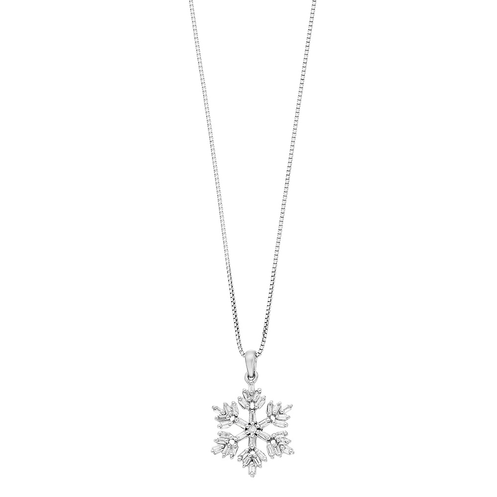 Gemminded Sterling Silver 1/4 Carat T.W. Diamond Snowflake Pendant Necklace 3 Gemminded Sterling Silver 1/4 Carat T.W. Diamond Snowflake Pendant Necklace