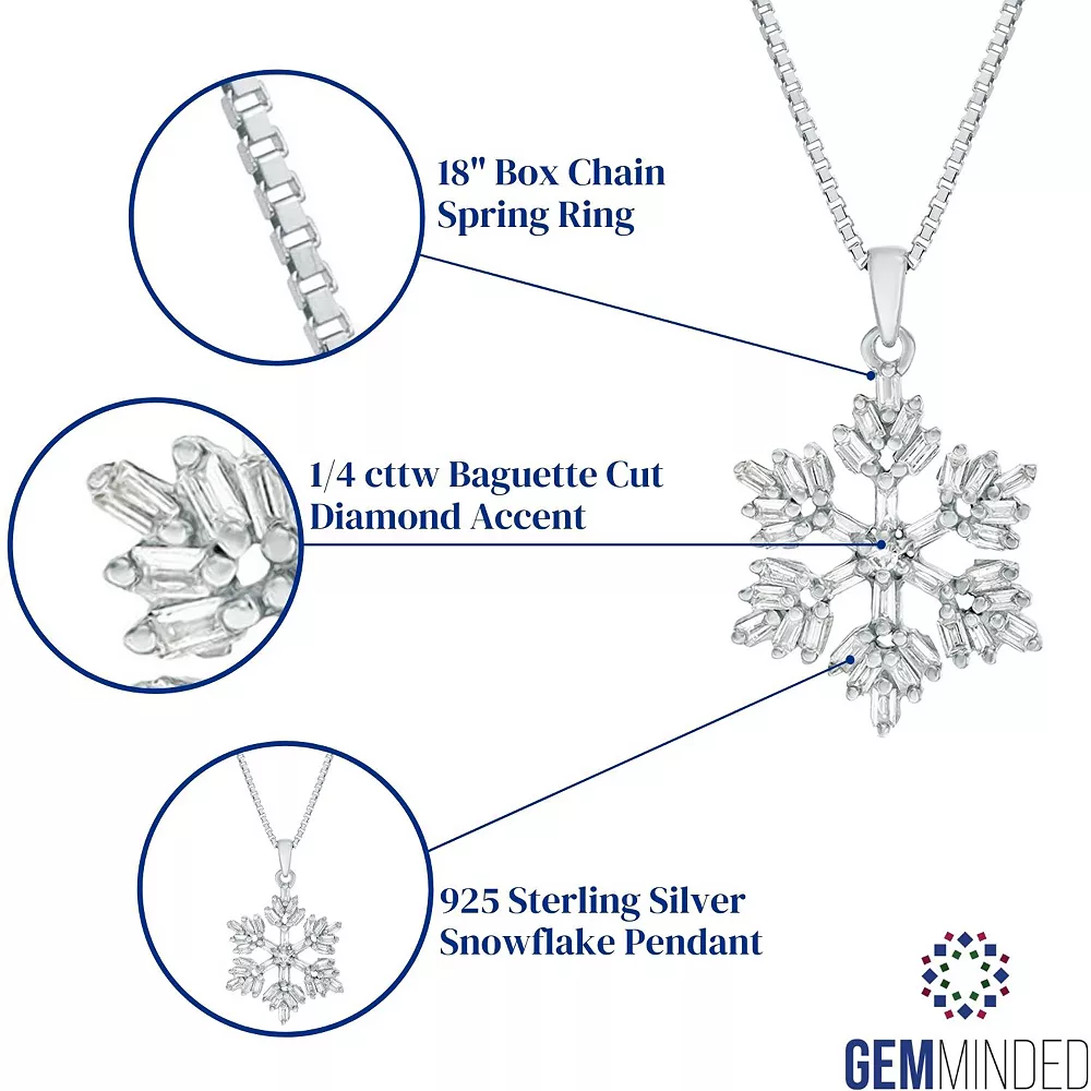 Gemminded Sterling Silver 1/4 Carat T.W. Diamond Snowflake Pendant Necklace 4 Gemminded Sterling Silver 1/4 Carat T.W. Diamond Snowflake Pendant Necklace - Image 2