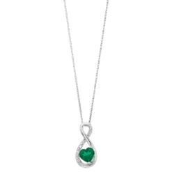 Gemminded Sterling Silver Lab-Created Emerald & Diamond Accent Infinity Pendant