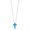 Gemminded Sterling Silver Lab-Created Blue Opal Cross Pendant Necklace -Gemminded Jewelry 3739166