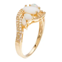 Gemminded Gold Over Silver Lab-Created Opal 3-Stone Bypass Ring -Gemminded Jewelry 3739170 ALT