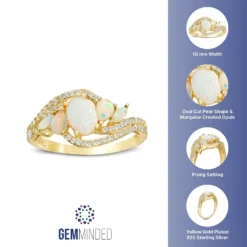 Gemminded Gold Over Silver Lab-Created Opal 3-Stone Bypass Ring -Gemminded Jewelry 3739170 ALT5