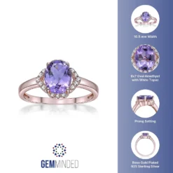 Gemminded 18k Rose Gold Over Silver Amethyst Ring -Gemminded Jewelry 3739203 ALT5