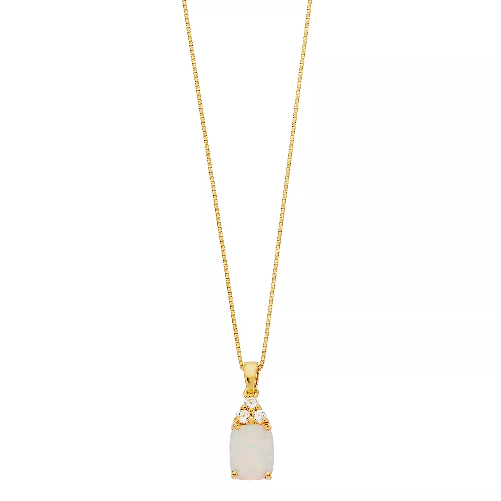 Gemminded Gold Over Silver Lab-Created Opal Pendant Necklace 3 Gemminded Gold Over Silver Lab-Created Opal Pendant Necklace