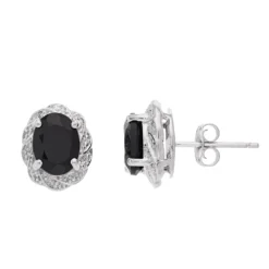 Gemminded Onyx & Diamond Accent Silver-Tone Stud Earrings