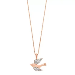Gemminded 18k Gold Over Silver 1/6 Carat T.W. Diamond Bird Pendant Necklace