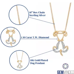 Gemminded 18k Gold Over Silver 1/10 Carat T.W. Diamond Dog Pendant Necklace -Gemminded Jewelry 3764237 ALT5