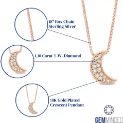 Gemminded 18k Gold Over Silver 1/10 Carat T.W. Diamond Crescent Moon Pendant Necklace 5 Gemminded 18k Gold Over Silver 1/10 Carat T.W. Diamond Crescent Moon Pendant Necklace -Gemminded Jewelry 3773641 ALT5