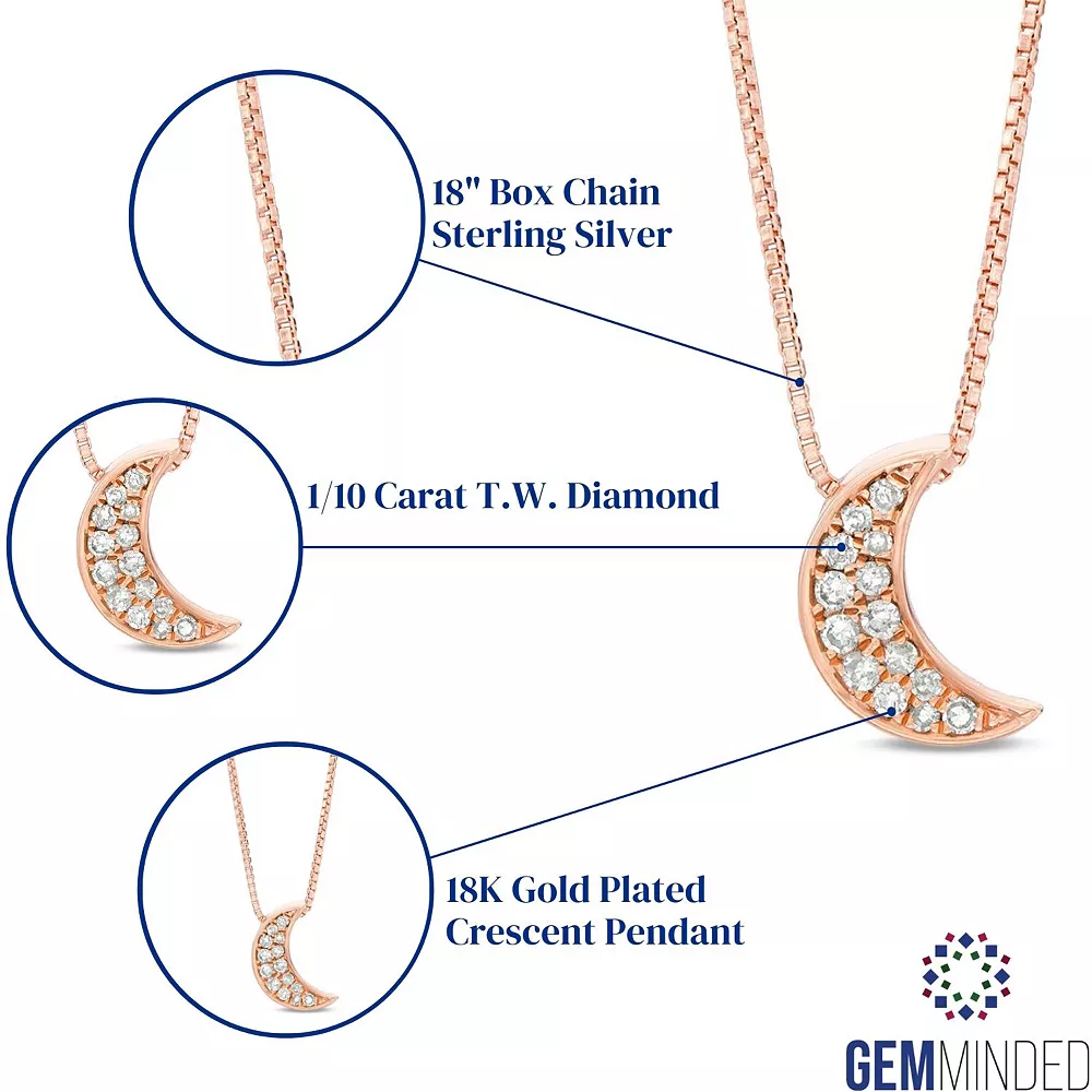 Gemminded 18k Gold Over Silver 1/10 Carat T.W. Diamond Crescent Moon Pendant Necklace 4 Gemminded 18k Gold Over Silver 1/10 Carat T.W. Diamond Crescent Moon Pendant Necklace - Image 2