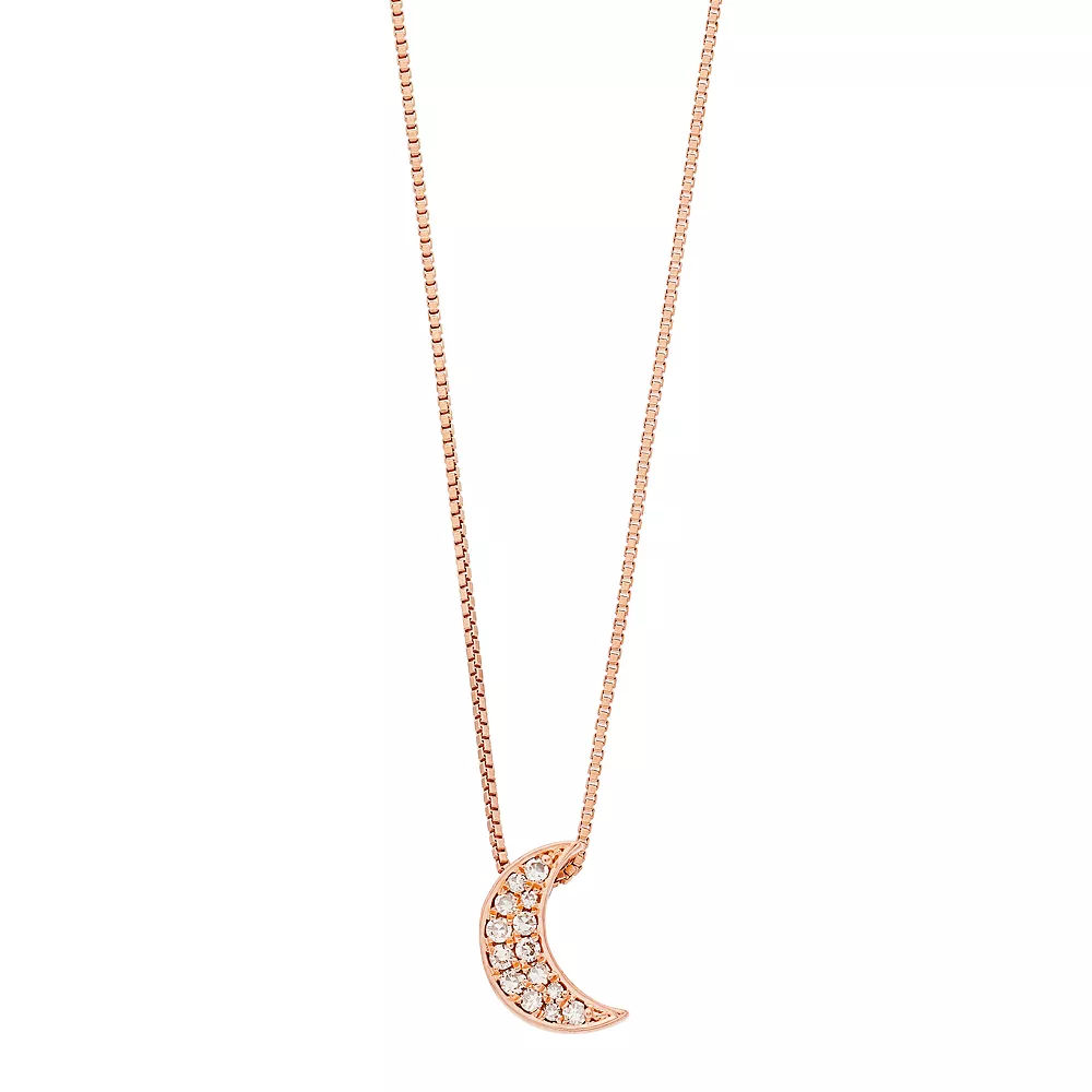 Gemminded 18k Gold Over Silver 1/10 Carat T.W. Diamond Crescent Moon Pendant Necklace 3 Gemminded 18k Gold Over Silver 1/10 Carat T.W. Diamond Crescent Moon Pendant Necklace