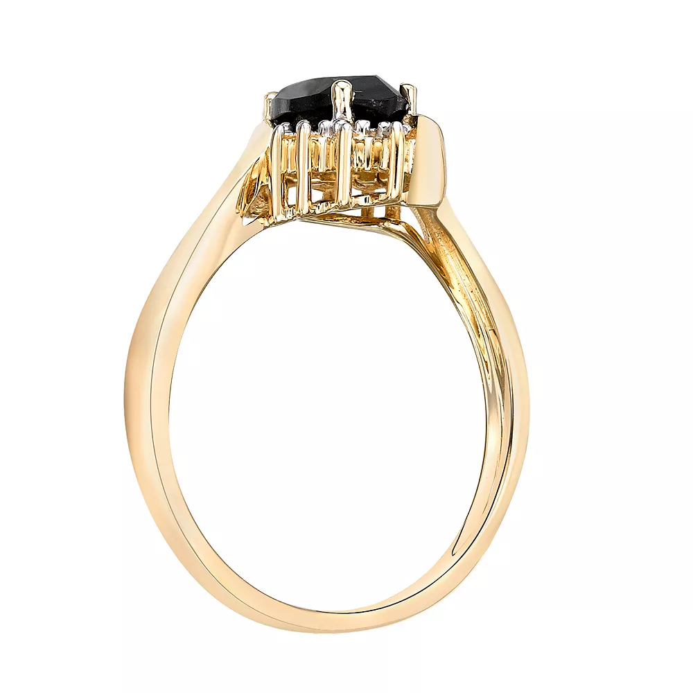 Gemminded 10k Gold Onyx & Diamond Accent Bypass Ring 4 Gemminded 10k Gold Onyx & Diamond Accent Bypass Ring - Image 2
