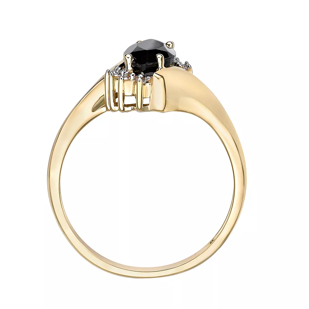 Gemminded 10k Gold Onyx & Diamond Accent Bypass Ring 5 Gemminded 10k Gold Onyx & Diamond Accent Bypass Ring - Image 3