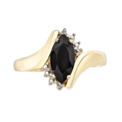 Gemminded 10k Gold Onyx & Diamond Accent Bypass Ring 10 Gemminded 10k Gold Onyx & Diamond Accent Bypass Ring -Gemminded Jewelry 3927388 ALT3