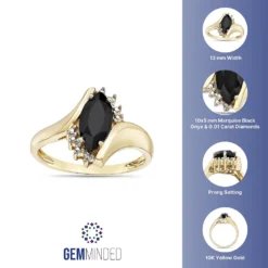 Gemminded 10k Gold Onyx & Diamond Accent Bypass Ring 11 Gemminded 10k Gold Onyx & Diamond Accent Bypass Ring -Gemminded Jewelry 3927388 ALT5