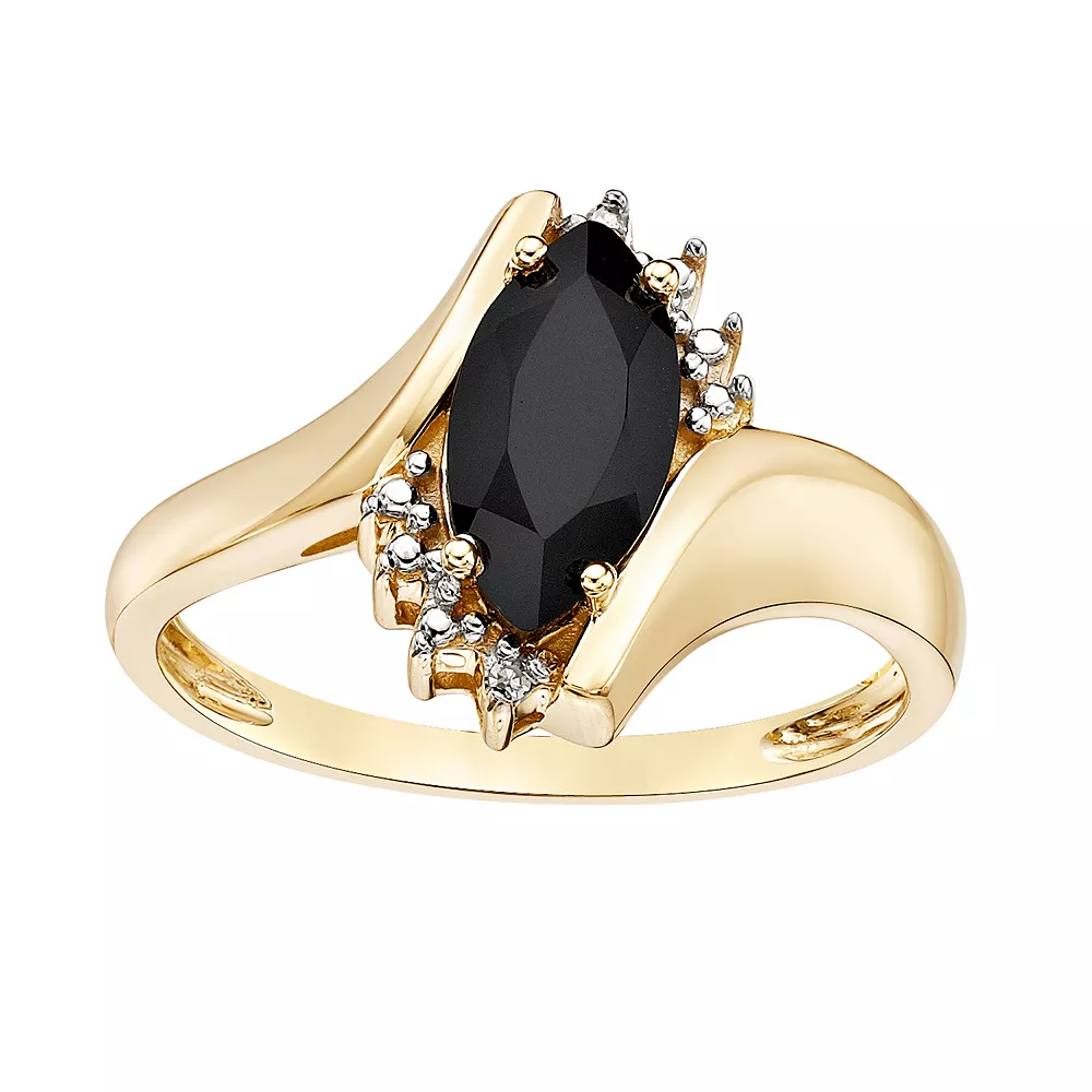 Gemminded 10k Gold Onyx & Diamond Accent Bypass Ring 3 Gemminded 10k Gold Onyx & Diamond Accent Bypass Ring