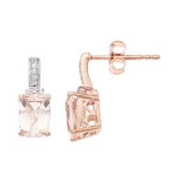 Gemminded 10k Rose Gold Morganite & Diamond Accent Earrings