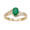 Gemminded 10k Gold Emerald & 1/8 Carat T.W. Diamond Ring -Gemminded Jewelry 3927392