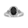 Gemminded Sterling Silver Onyx & White Topaz Oval Halo Ring -Gemminded Jewelry 3927631