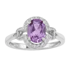 Gemminded Sterling Silver Lab-Created Alexandrite & White Topaz Halo Ring