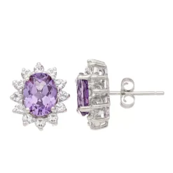 Gemminded Sterling Silver Lab-Created Alexandrite & White Sapphire Stud Earrings