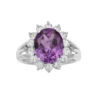 Gemminded Sterling Silver Lab-Created Alexandrite & White Sapphire Halo Ring
