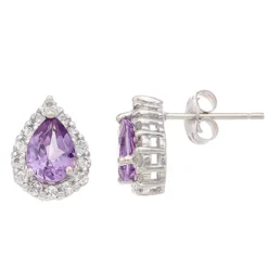 Gemminded Sterling Silver Lab-Created Alexandrite & White Topaz Stud Earrings