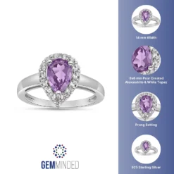 Gemminded Sterling Silver Lab-Created Alexandrite & White Topaz Ring -Gemminded Jewelry 3927646 ALT5