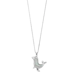 Gemminded Sterling Silver Lab-Created Opal & Diamond Accent Sea Lion Pendant