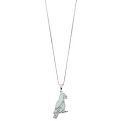 Gemminded Sterling Silver Lab-Created Opal & Diamond Accent Parrot Pendant