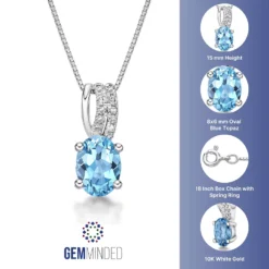 Gemminded 10k White Gold Blue Topaz & Diamond Accent Pendant Necklace -Gemminded Jewelry 3927654 ALT5