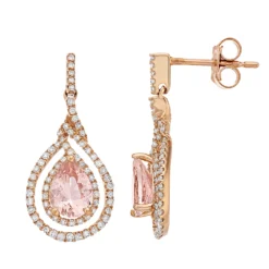 Gemminded 10k Rose Gold Morganite & 3/8 Carat T.W. Diamond Drop Earrings