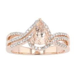 Gemminded 10k Rose Gold Morganite & 1/4 Carat T.W. Diamond Teardrop Ring