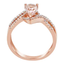 Gemminded 10k Rose Gold Morganite & 1/4 Carat T.W. Diamond Teardrop Ring -Gemminded Jewelry 4402032 ALT3