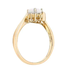 Gemminded 10k Gold Lab-Created White Opal & Diamond Accent Bypass Ring -Gemminded Jewelry 4402033 ALT2