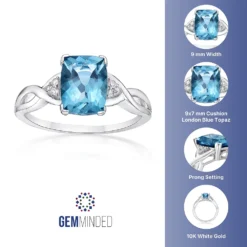 Gemminded 10k White Gold London Blue Topaz & Diamond Accented Ring -Gemminded Jewelry 4402034 ALT5
