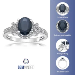 Gemminded 10k White Gold Sapphire & 1/4 Carat T.W. Diamond Ring 7 Gemminded 10k White Gold Sapphire & 1/4 Carat T.W. Diamond Ring -Gemminded Jewelry 4402036 ALT5