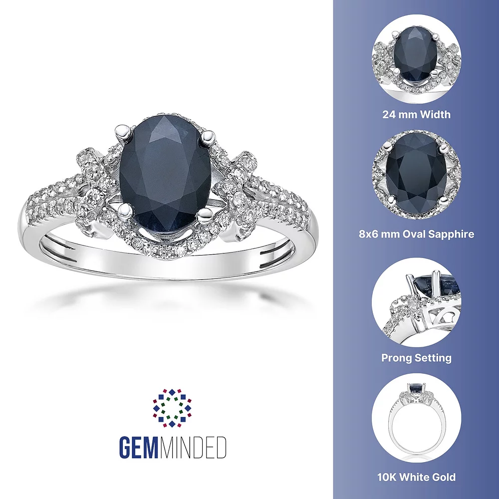 Gemminded 10k White Gold Sapphire & 1/4 Carat T.W. Diamond Ring 5 Gemminded 10k White Gold Sapphire & 1/4 Carat T.W. Diamond Ring - Image 3