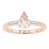 Gemminded 10k Rose Gold Teardrop Morganite Ring With Diamond Accent -Gemminded Jewelry 4402037