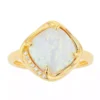 Gemminded 18k Gold Over Sterling Silver Lab Created Opal Ring With Lab Created White Sapphire Accent -Gemminded Jewelry 4403420