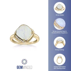 Gemminded 18k Gold Over Sterling Silver Lab Created Opal Ring With Lab Created White Sapphire Accent -Gemminded Jewelry 4403420 ALT5