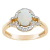 Gemminded 18k Gold Over Sterling Silver Oval Lab Created Opal Ring With Lab Created White Sapphire Accent -Gemminded Jewelry 4403422
