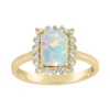 Gemminded 18k Gold Over Sterling Silver Cushion Cut Lab Created Opal Ring With Lab Created White Sapphire Accent